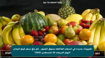 تغييرات جديدة في أسعار الفاكهة بسوق العبور.. كم بلغ سعر كيلو الرمان اليوم الأربعاء 20 أغسطس 2025؟